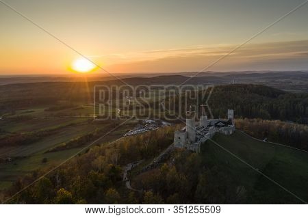 Aerial View Of Castle Checiny Near Kielce,poland