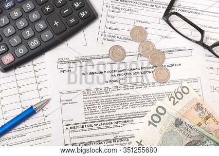 Polish Tax Form. Finance, Tax Income Concept