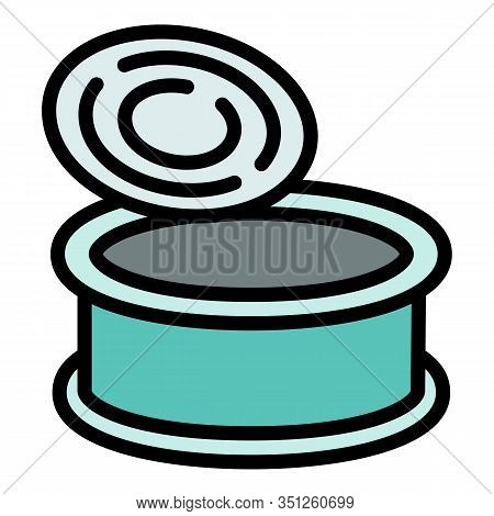 Cat Tin Can Icon. Outline Cat Tin Can Vector Icon For Web Design Isolated On White Background