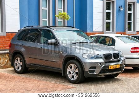 Windhoek, Namibia - February 5, 2020: Luxury Crossover Bmw X5 (e70) In The City Street.