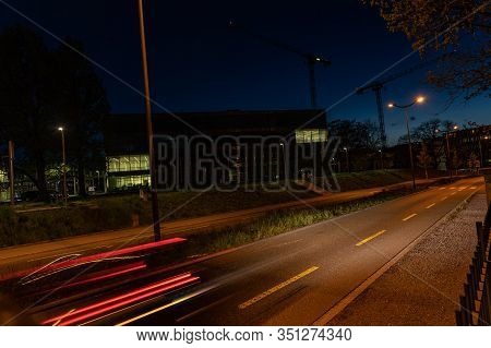 Campus Brugg By Night. Campus, University, Street, Night, Road Marking, Switzerland, Brugg, Windisch