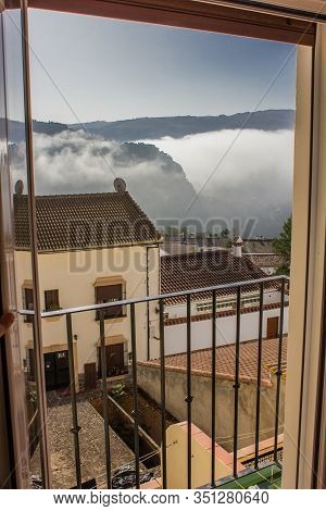 View Of The Pueblo Blanco Montejaque. White Mountain Village In Malaga, Andalusia. Spain