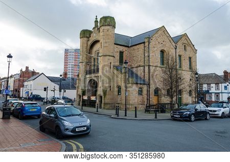 Flint, Uk: Feb 11, 2020: Flint Town Hall Is A Tudor Gothic Style Building Which Was Completed In 184