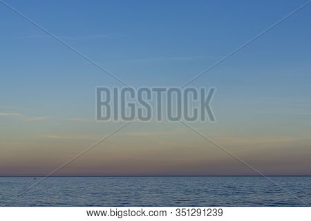 Padle Surf On Calm Sea, Minimalist, Mediterranean Sea, Puzol, Valencia, Spain