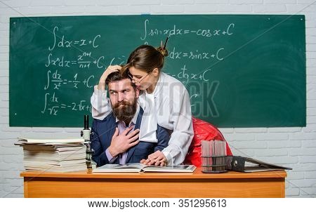 Emancipation. Couple In Love In School. Sensual Couple In Class. Sexy Girl Dominating Shy Man. Relat