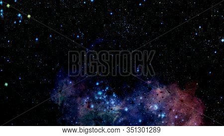 Pleiades In A Dark Night Sky. Elements Of This Image Furnished By Nasa.