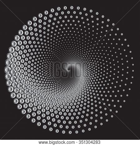 Dotted Halftone Vector Spiral Pattern Or Texture. Stipple Dot Backgrounds With Ellipses