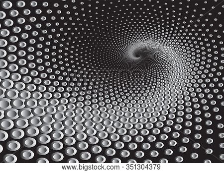 Dotted Halftone Vector Spiral Pattern Or Texture. Stipple Dot Backgrounds With Ellipses