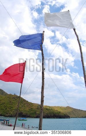 Zambales, Ph - May 1: Anawangin Cove 3 Marker Flags On May 1, 2009 In San Antonio, Zambales. Anawang