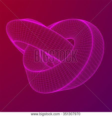 Mobius Strip Ring Knot Sacred Geometry. Spatial Figure With Upturned Surfaces. Optical Illusion With