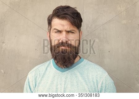 His Beard And A Haircut Are Styled. Bearded Man Wearing Stylish Mustache And Beard Shape. Unshaven H