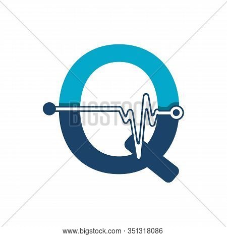 Letter Q With Pulse Logo Vector Element Symbol Template