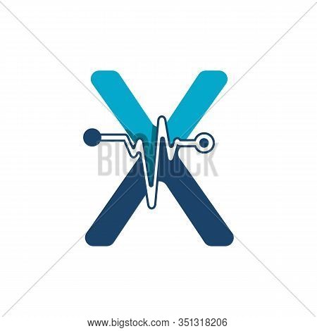 Letter X With Pulse Logo Vector Element Symbol Template