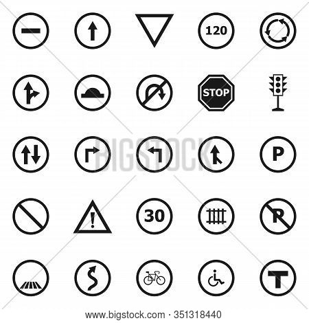 Road Sign Icons On White Background, Stock Vector