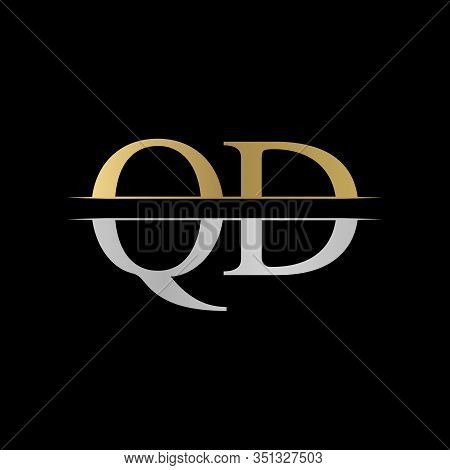Initial Monogram Letter Qd Logo Design Vector Template. Silver And Gold Qd Letter Logo Design