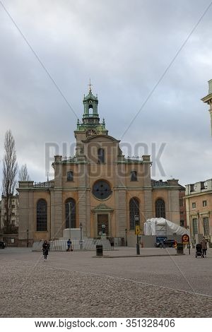Stockholm, Sweden - January 16, 2020: St. Nicholas Church In The Square In Front Of The Royal Palace
