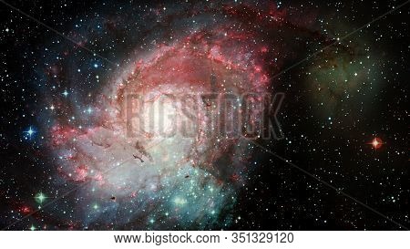 Hubble Views Galaxy And Nebula. Elements Of This Image Furnished By Nasa.