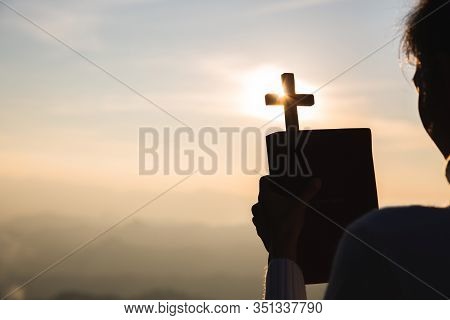 Religious Young Woman Praying To God In The Morning, Spirtuality And Religion, Religious Concepts