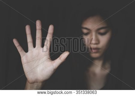 Stop Violence Against Women, Woman Victim Of Domestic Violence And Abuse.