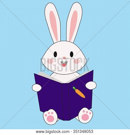 Cute Bunny Rabbit Cartoon Read A Book