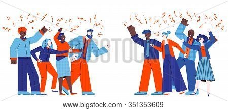 Groups Of Conflicting People Quarrelling Sketch Vector Illustration Isolated.