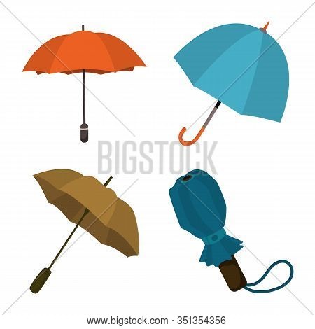 Vector Illustration Of Umbrella And Rain Symbol. Set Of Umbrella And Weather Stock Vector Illustrati