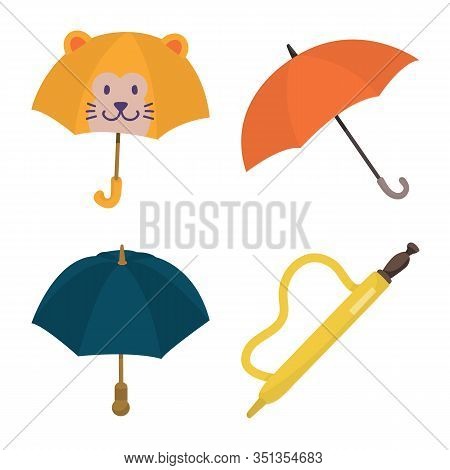 Isolated Object Of Umbrella And Rain Icon. Set Of Umbrella And Weather Vector Icon For Stock.