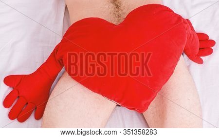 Love And Sex Concept. Valentines Day Surprise. Sexual Health And Libido. Ready To Make Love. Heart R