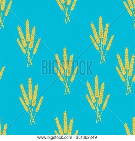 Sheaves Of Ears Of Grain Crops, Wheat, Rye. Seamless Pattern.