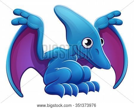 A Cute Pterodactyl Pteranodon Cartoon Flying Dinosaur Character