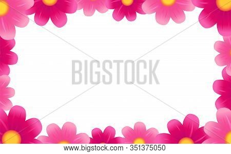 Beautiful Pink Flowers Elegant Background. Vector Chamomile Blossom Decoration For Mothers Day Or Sa