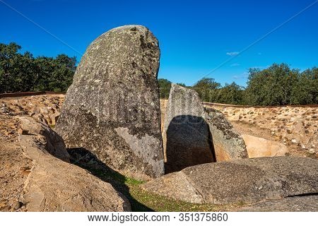 Dolmen Of Lacara, Funeral Chamber Near La Nava De Santiago, Extremadura. Spain