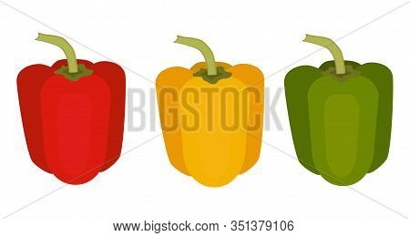 Kawaii Bright Red Pepper Isolated Icon. Fresh Vegetable For Recipe Or Web Design. Vector Illustratio