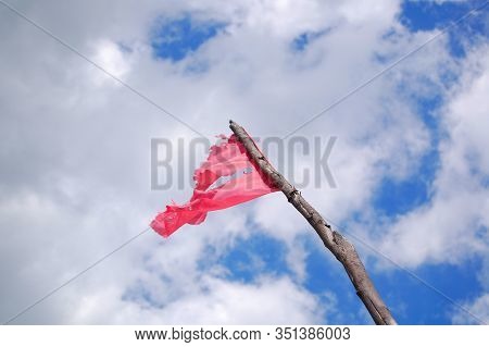 Anawangin Cove Red Marker Flag Closer Look In San Antonio, Zambales