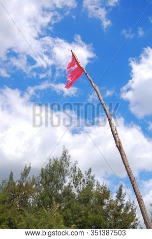 Anawangin Cove Red Marker Flag Closer Look In San Antonio, Zambales
