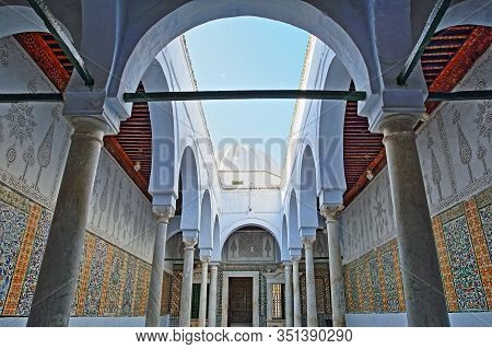 Kairouan, Tunisia - December 10, 2019: The Abou Zamaa Zaouia (barber Mosque Or Sidi Sahbi Mosque), W