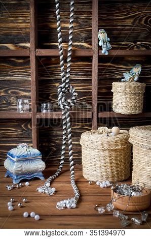 Lariat. Woven Transformer Harness Made Of Beads With Beautiful Clasps Or Tassels At The Ends. Home W