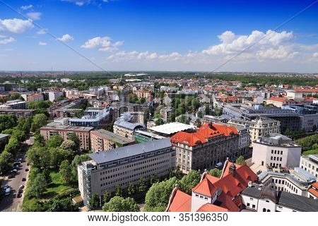 Leipzig City, Germany Aerial View. Cityscape With Zentrum District.