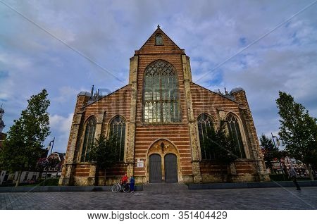 Goes, Region Of Zeeland, Holland. August 2019. View Of The Facade Of The Imposing Church Of Maria Ma
