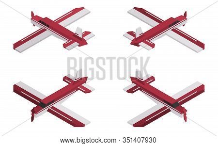 Single Engine Private Plane Isometric. Vector Stock Illustration. Vector Stock Illustration