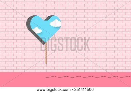 Some People Climbed The Rope Out Of The Heart-shaped Exit To Find True Love. Heart Shaped Window. Wa