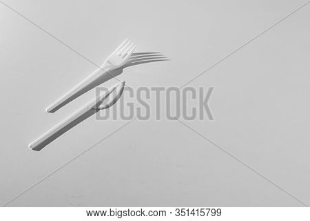 A Top View Conceptual Minimalism With Plastic Table Utensil Tablewear Cultery