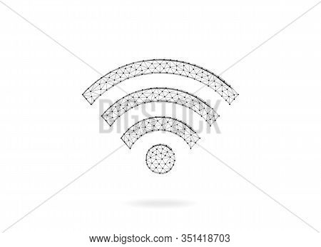 Wireless Network Symbol. Wi-fi Vector Sign. Wi-fi Low Poly Design. Abstract Modern Polygonal Design 