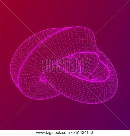 Mobius Strip Ring Knot Sacred Geometry. Spatial Figure With Upturned Surfaces. Optical Illusion With