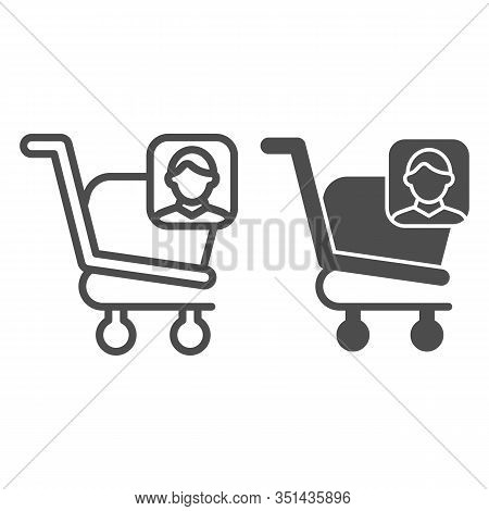 Consumer Basket Account Line And Glyph Icon. Market Trolley Customer Avatar. Commerce Vector Design 