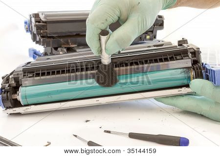 Hands Cleaning Toner Cartridge