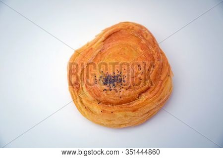Gogal Traditional Azerbaijani Cookie On Novruz Easter . Fresh Pastries Gogal Isolated On White Backg
