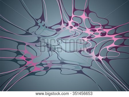 Abstract Molecular Structure Scientific Vector Background With Curve Wavy Lines Intersections. Fluid