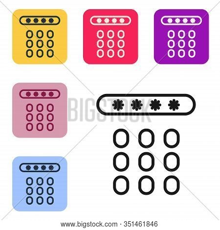 Black Line Password Protection And Safety Access Icon Isolated On White Background. Security, Safety