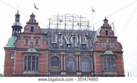 Copenhagen, Denmark - Jul 04th, 2015: Tivoli Building Facade Built In 1843, It Is The Most Famous Am